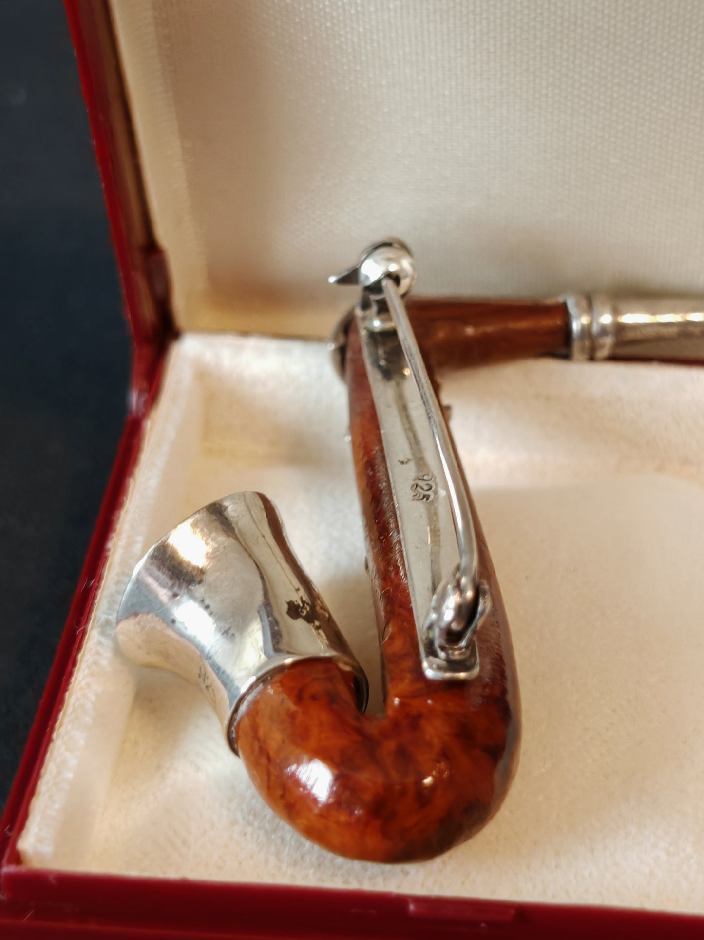 Broche saxophone argent 925 & bois