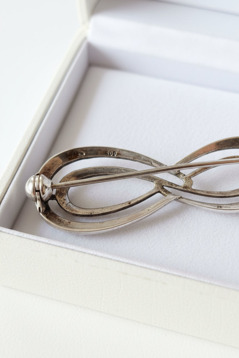 Broche vintage argent 800 marcassites